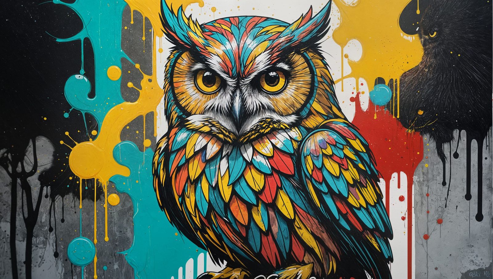 Glitch Owl Graffiti Street Art