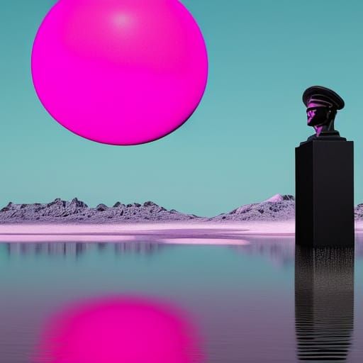 Vantablack and Pinkestpink Sculpture in Vaporwave Style