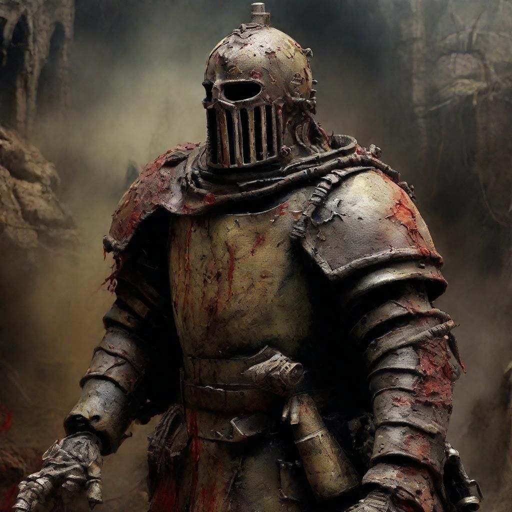 Grimdark Templar Knight in Trenches