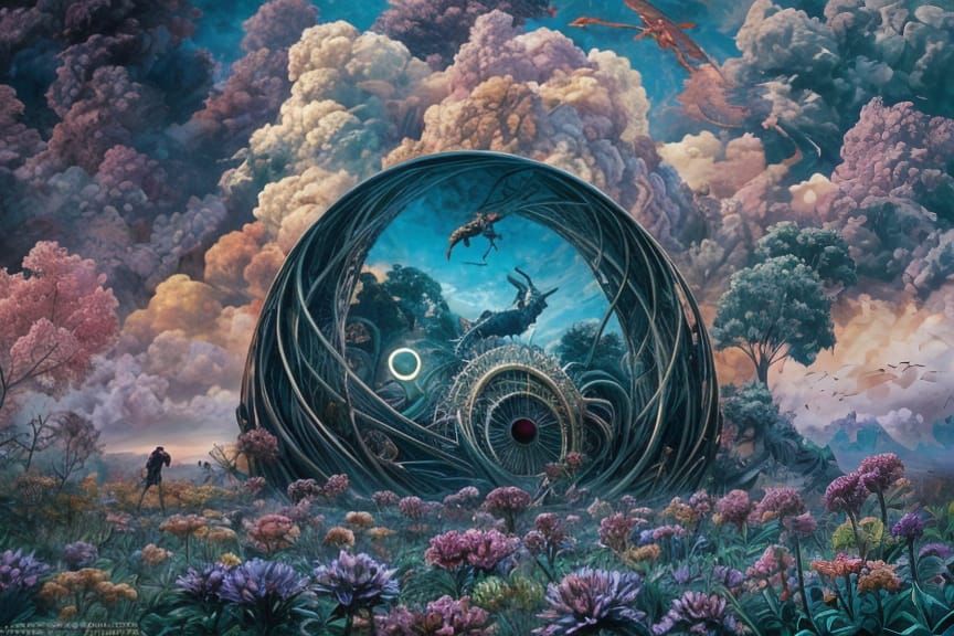 Fantasy Nightmare Dreamscape in Psychedelic Surrealism