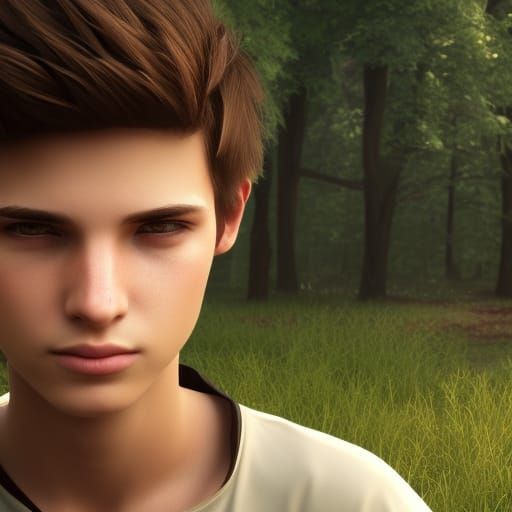 Teenage Boy Portrait in 3D Game Cinematic Style