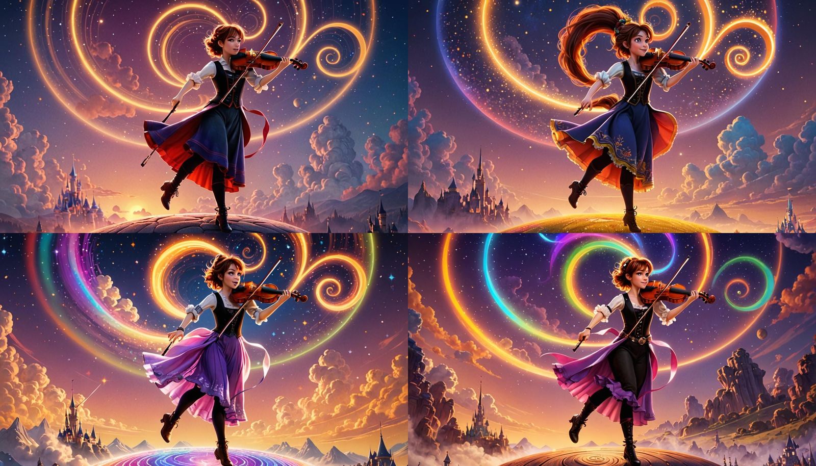Cosmic Violin Dance: Holographic Astral Illustration