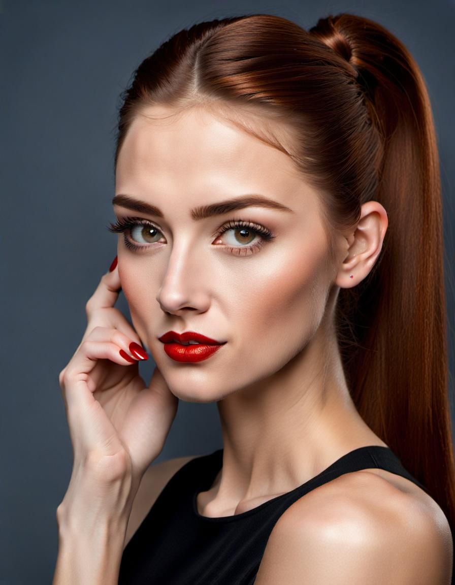 Portrait of a Beautiful Girl with Copper Brown Hair