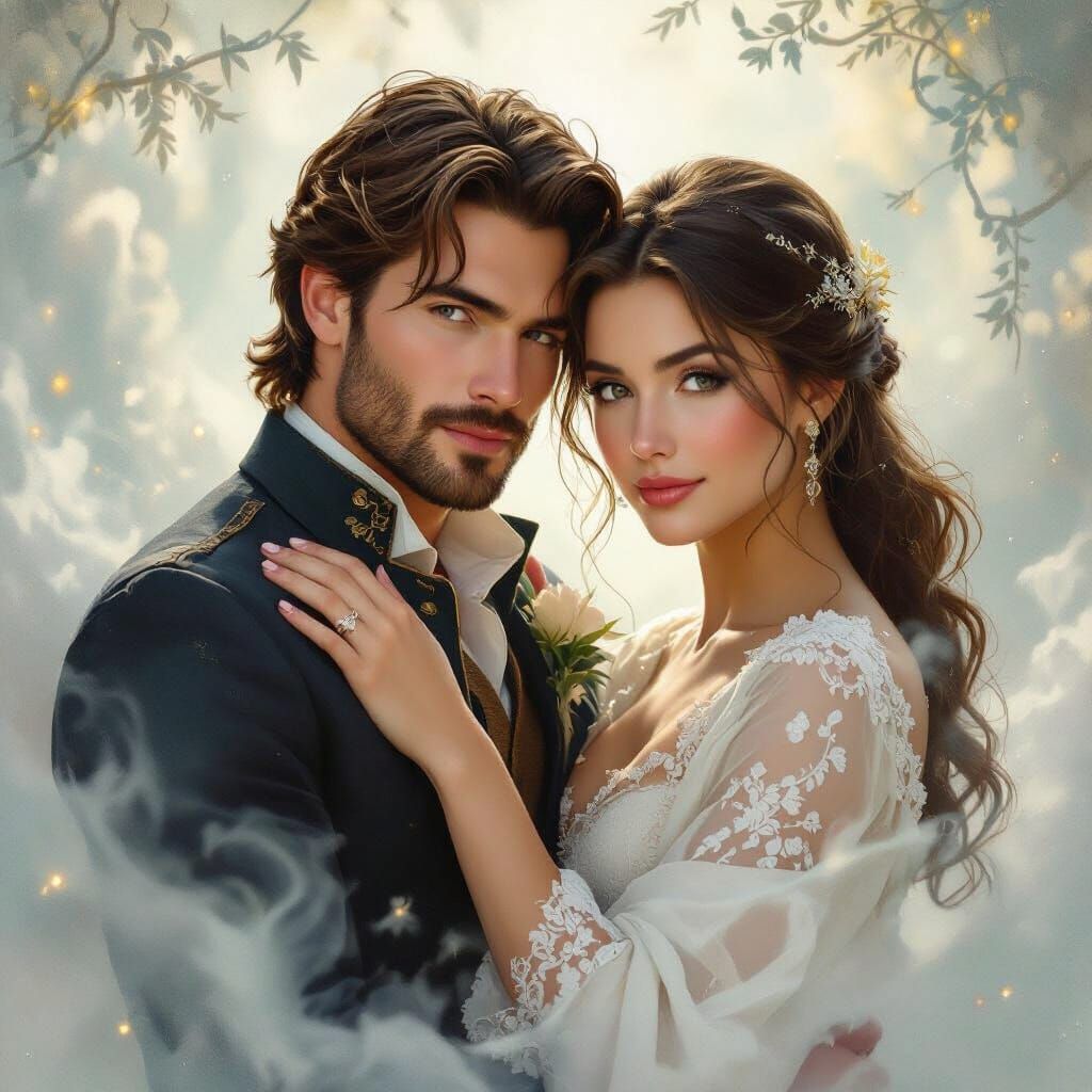 Ethereal Fantasy Couple in Golden Light
