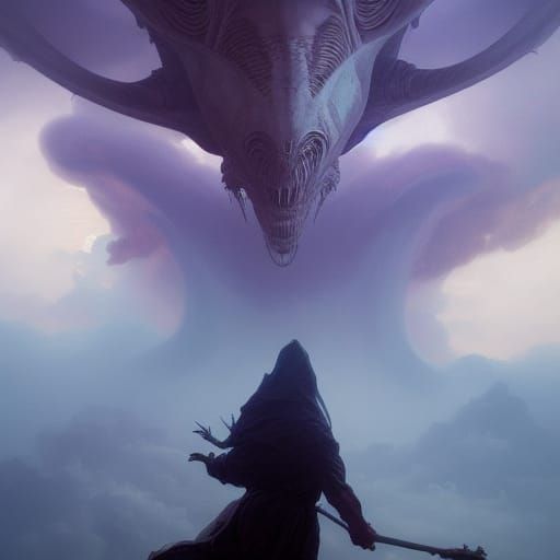 Gargantuan Alien Entity in Dark Fantasy Concept Art