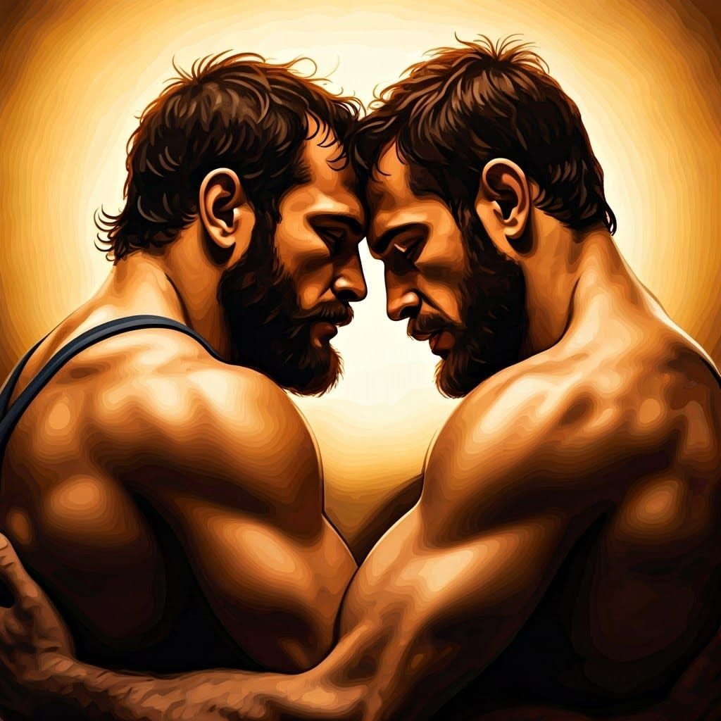 Warm Embrace: Wrestlers Caught in a Moment of Mutual Underst...