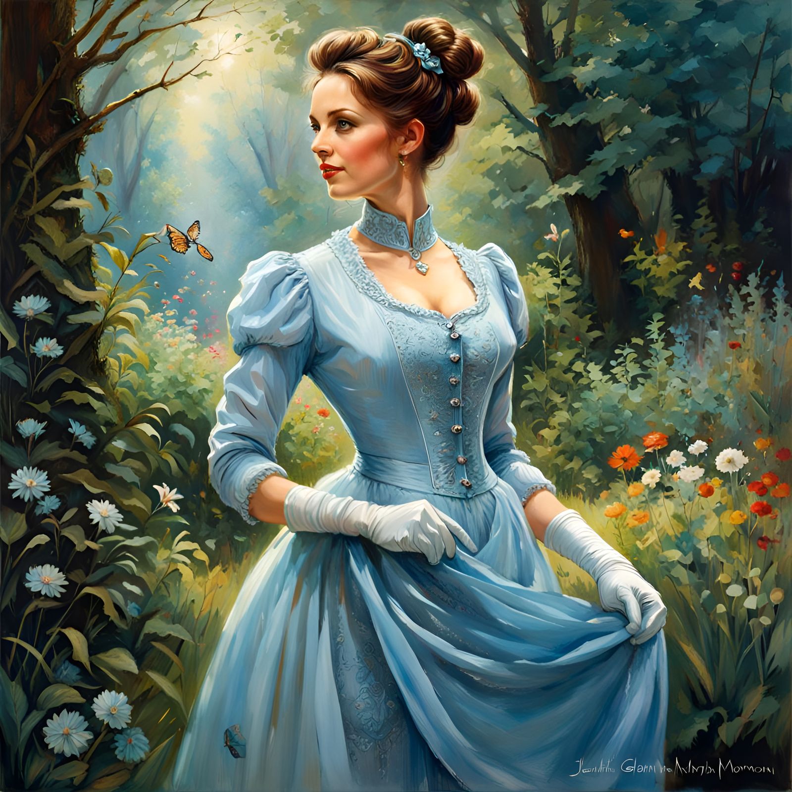 Victorian Woman in Mystic Garden Portrait