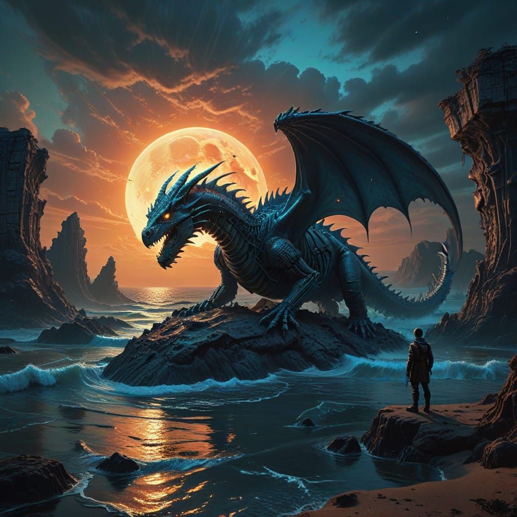 Surrealism. A lone astronaut discovering a colossal, ancient...