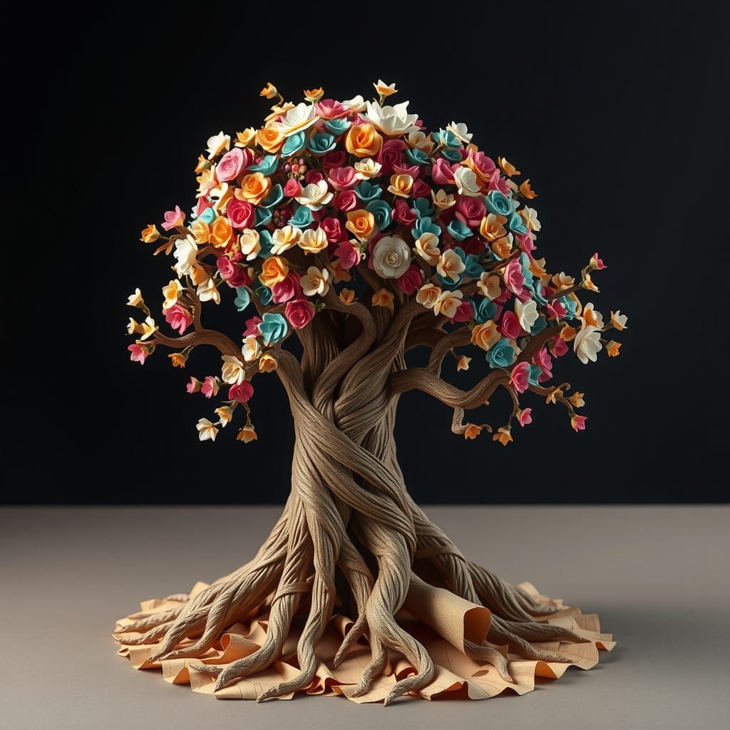 Majestic Paper Sculpture of Ancient Tree