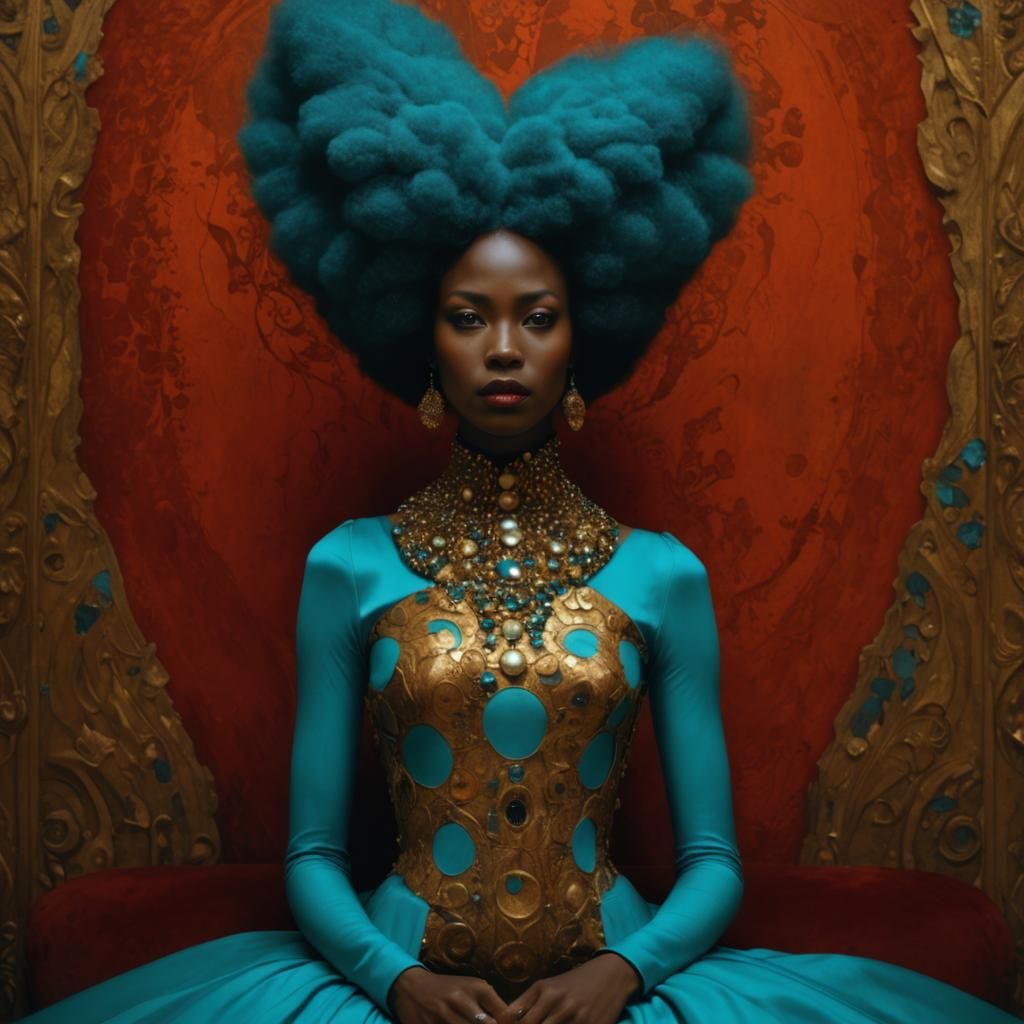 Black Woman in Fox Dress: Cinematic Photograph