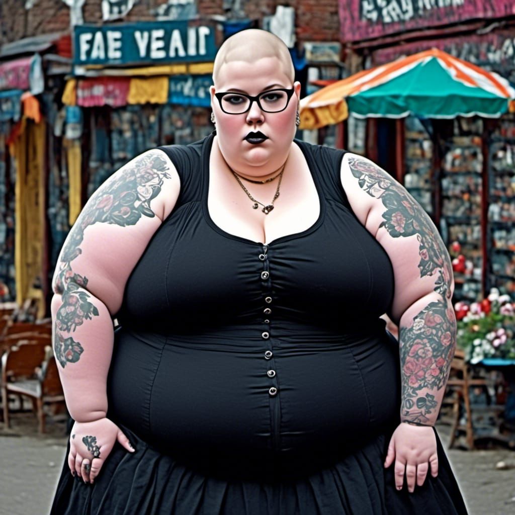 Plus-Size Woman with Glasses and Double Chin