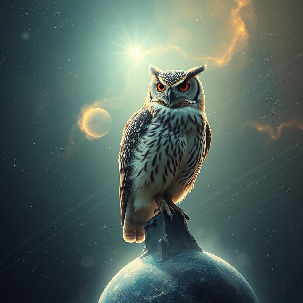 Ethereal Owl in Celestial Dreamscape