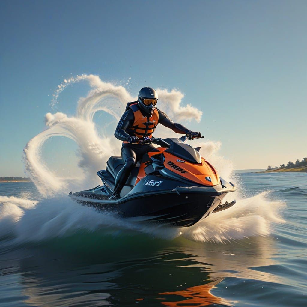 Thrilling Jet Skier Rides the Waves in Hyperrealistic Splash...