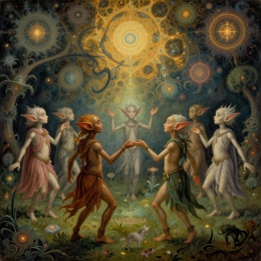 Machine Elves in Fractal Dreamscape, Vintage French Style