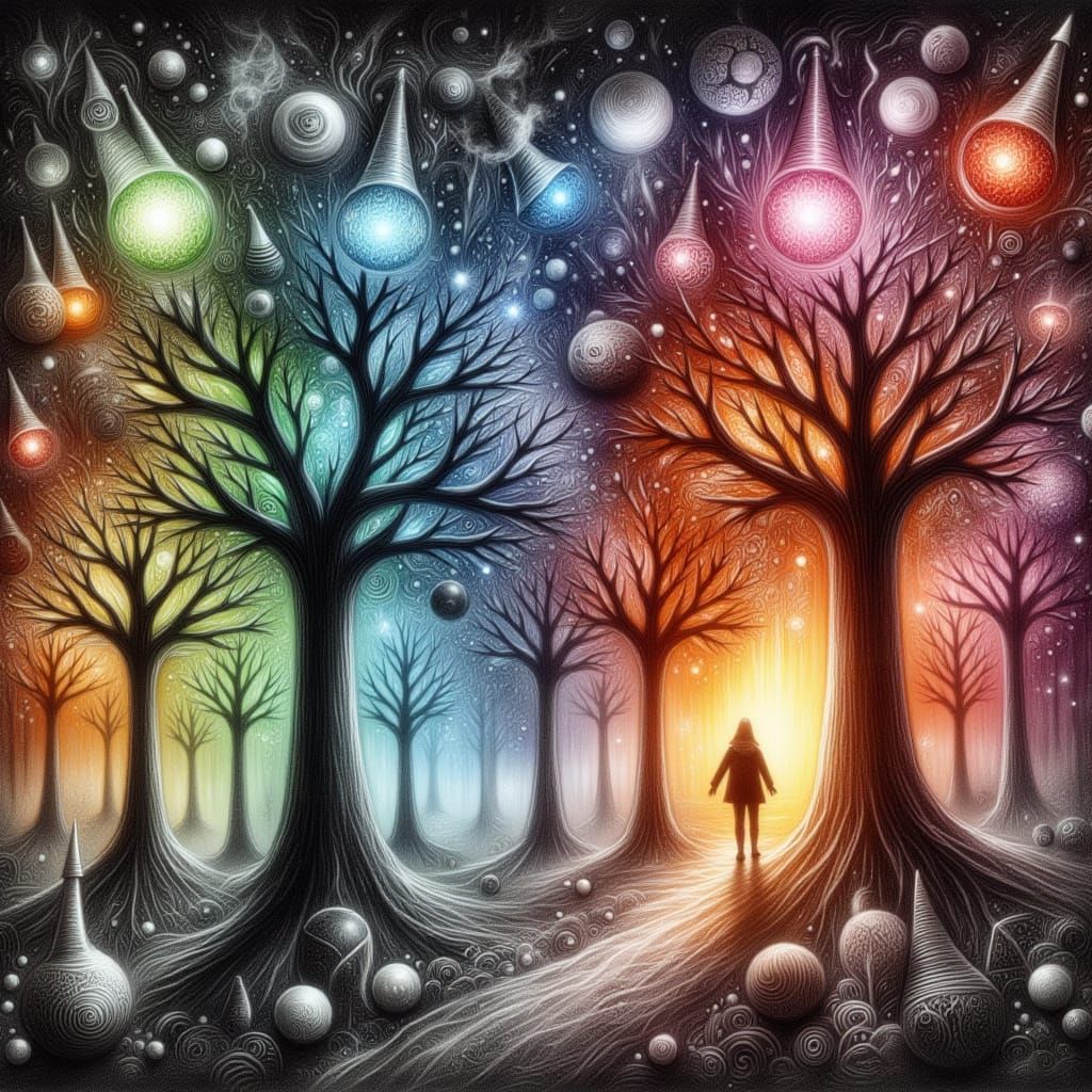 Enchanted Wizard Trees with Glowing Branches