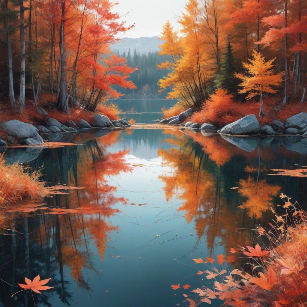 Autumn Tranquility in Vibrant Watercolor