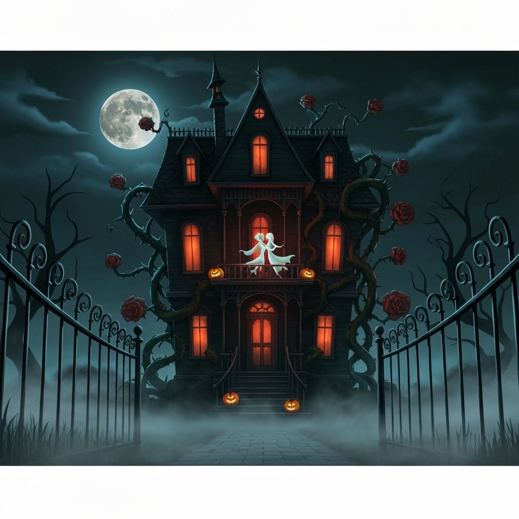 Gothic Mansion Dance Under Blood Moon