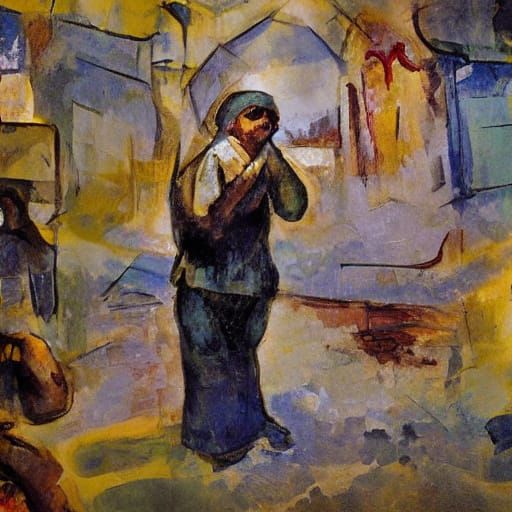 Brave Mouse War Photographer in Expressionist Style