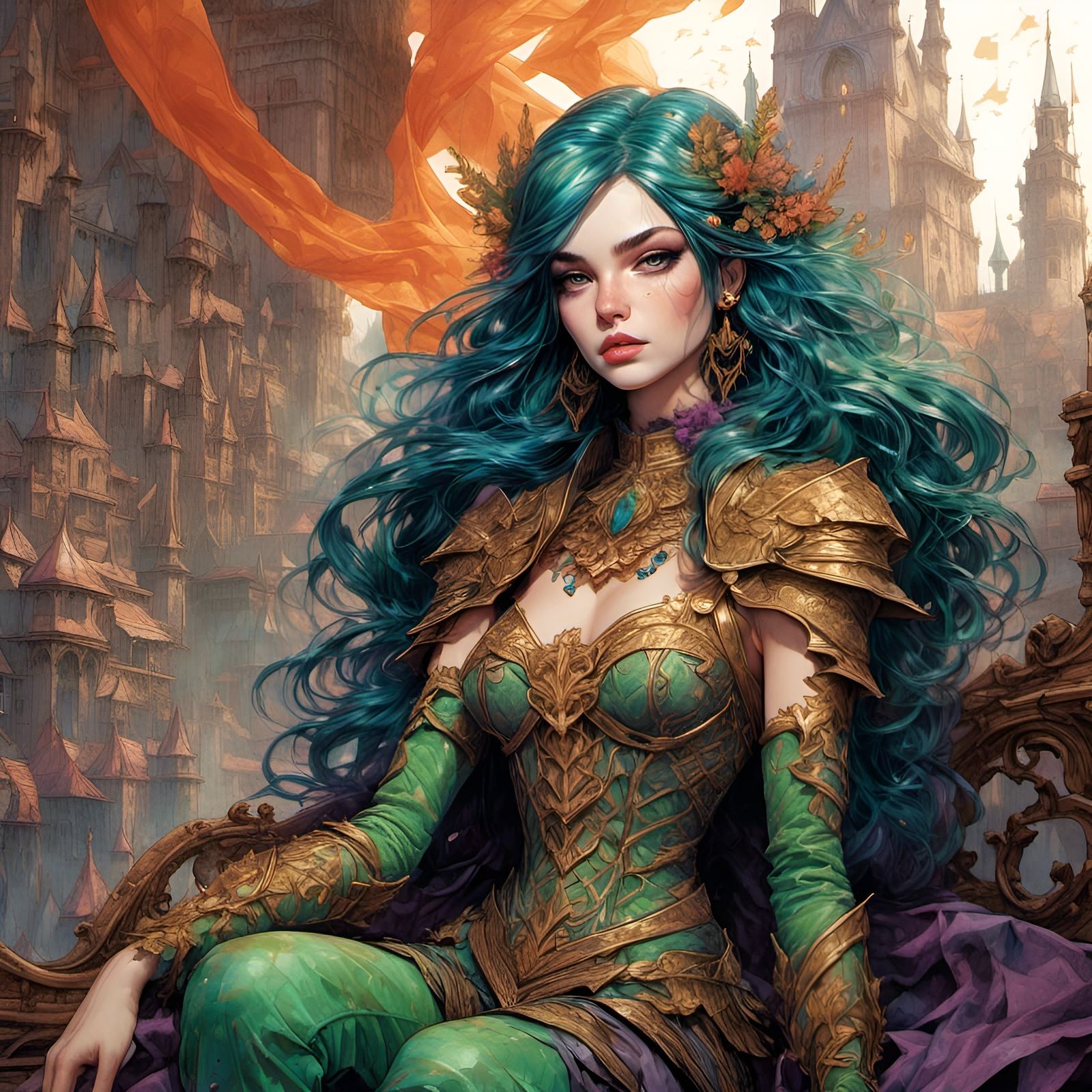 Goth Elf Seductress in Fantasycore Watercolor