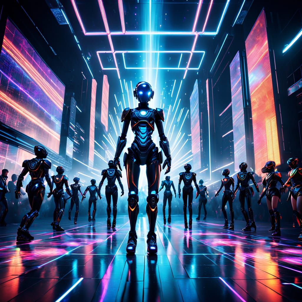 Futuristic City Disco in Neon Lights