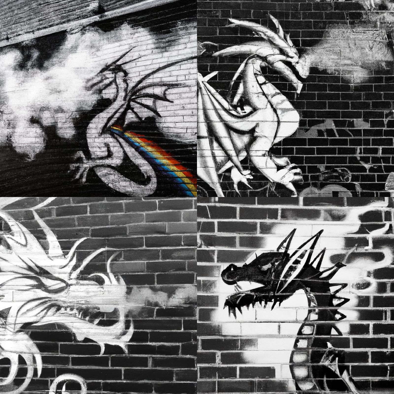 Graffiti Dragon Breathing Rainbow Fire