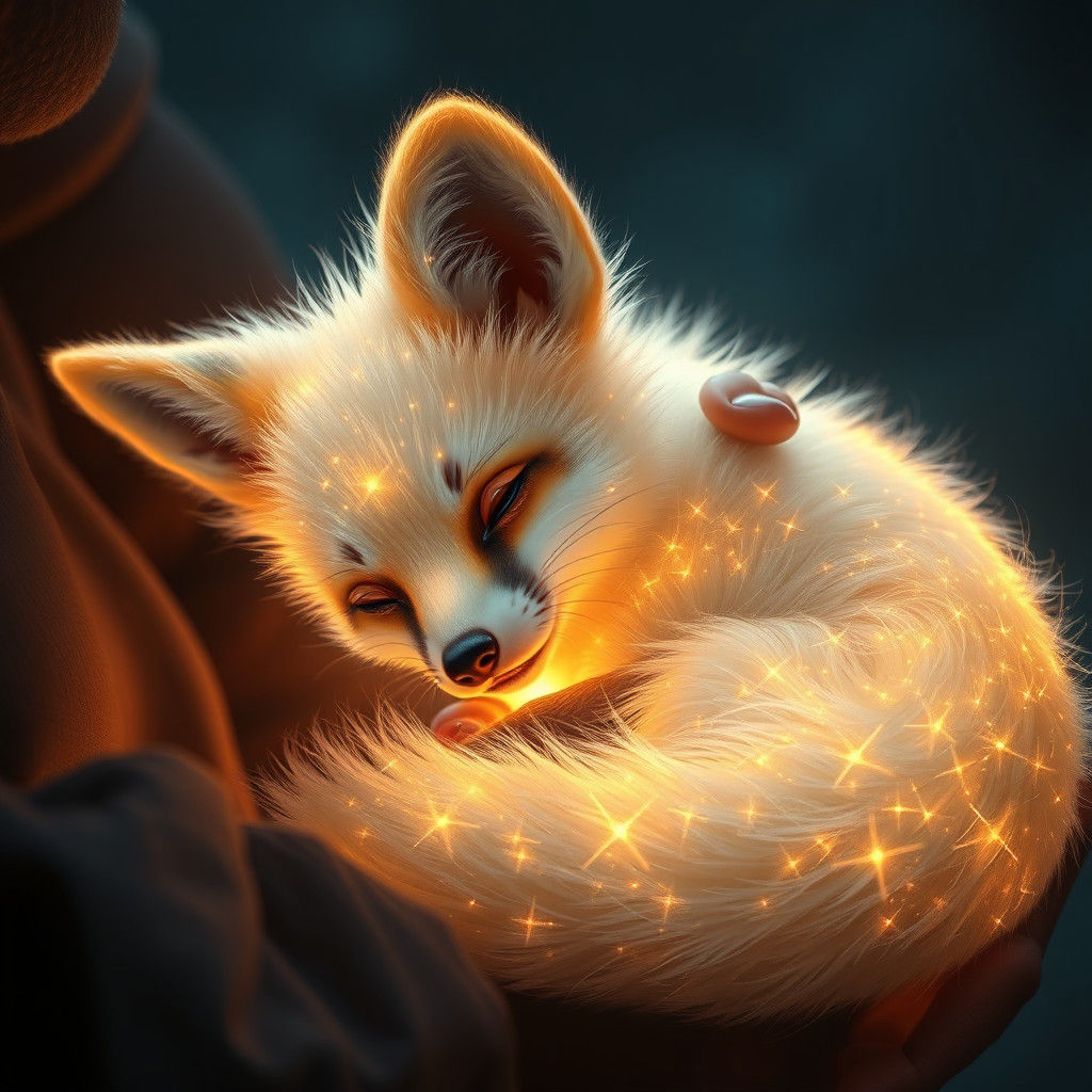 Luminous Baby Fox: Fantasy Digital Painting