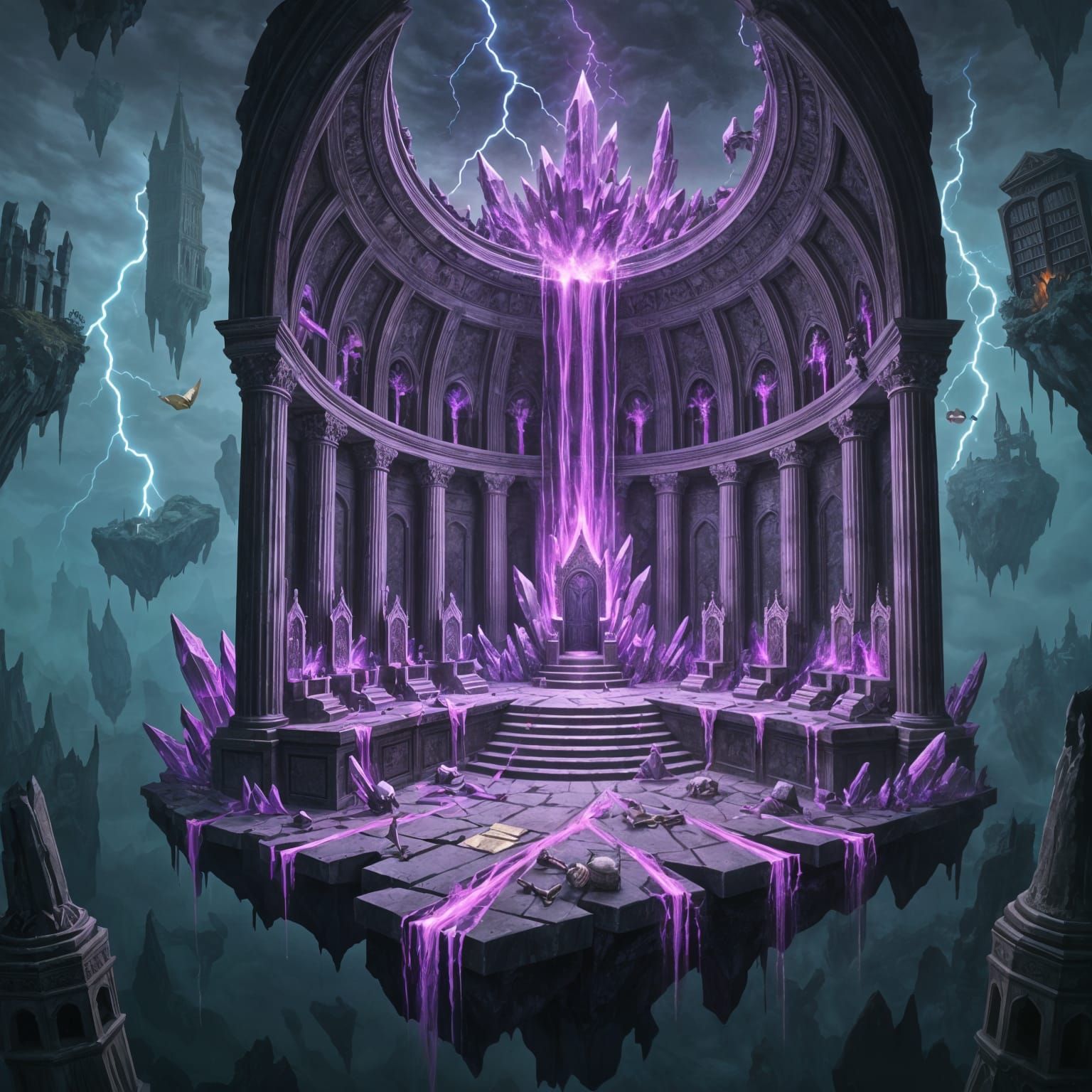 Dark Fantasy Ruins in Void - John Howe Style