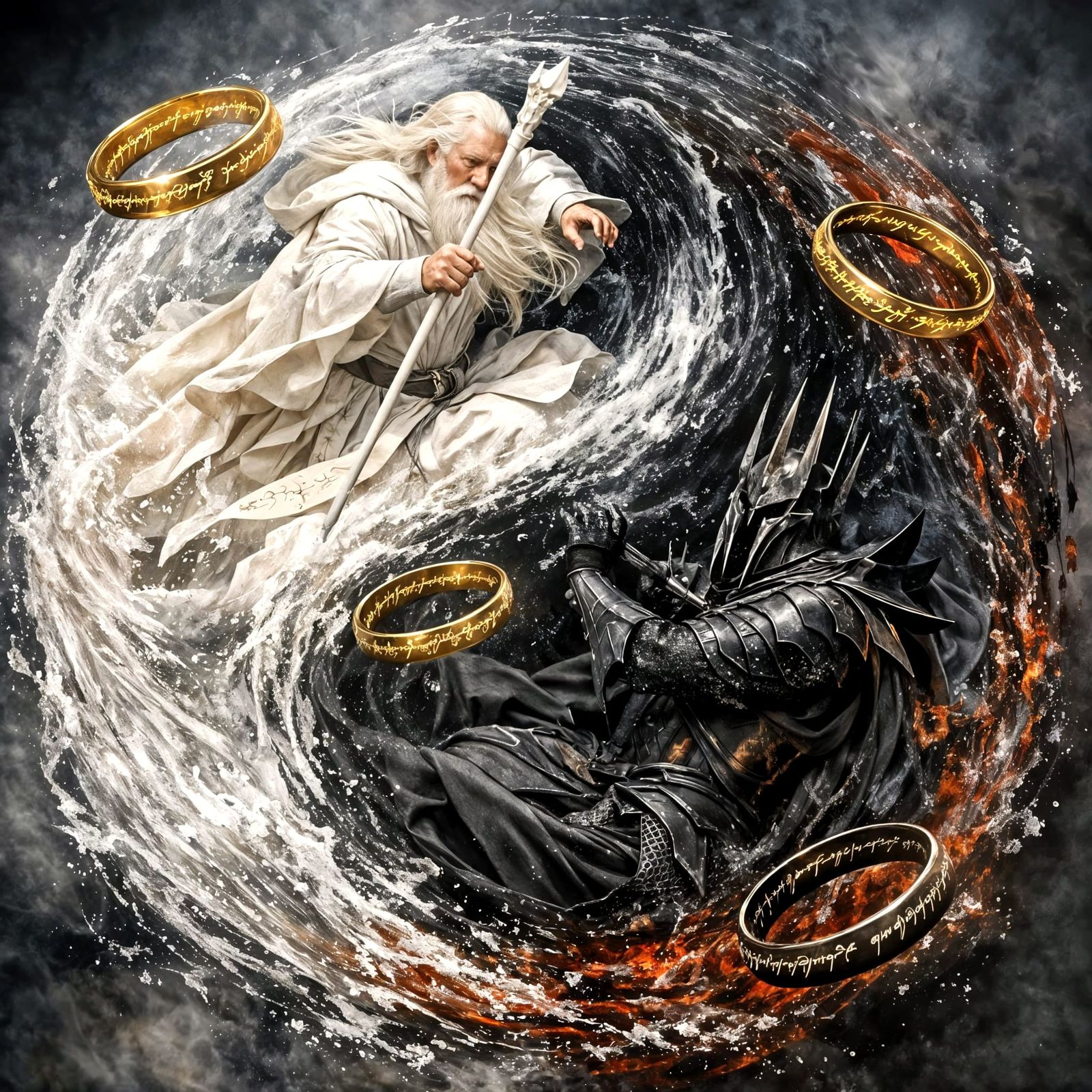 Gandalf and Sauron in Surreal Yin-Yang 3D