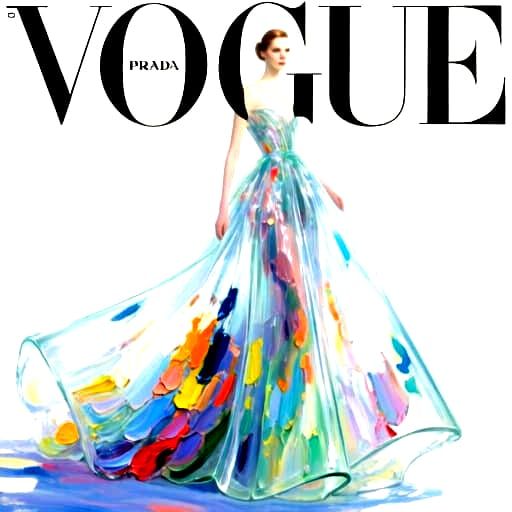 Vogue Cover: Floor Length Glass Gown in Prada Style
