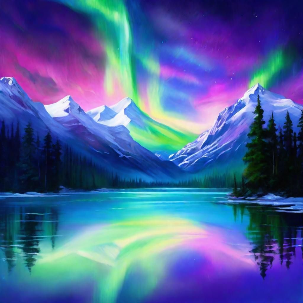 Vibrant Aurora Borealis Landscape at Night