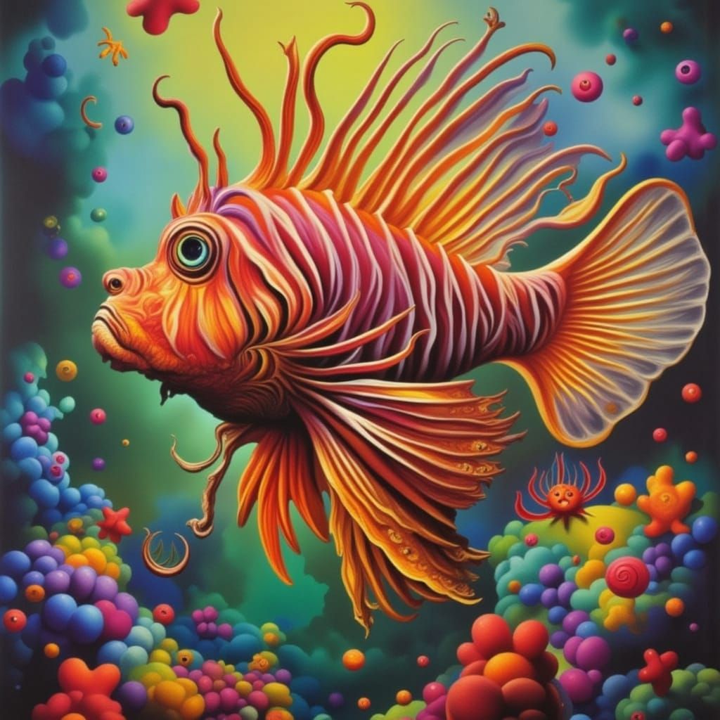 Surreal Swirls Lionfish Art
