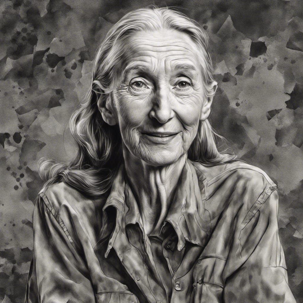 Hyperrealistic Portrait of Smiling Jane Goodall