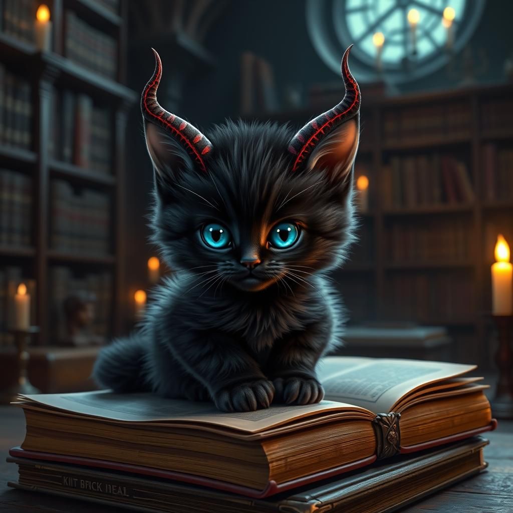 Adorable Devil Kitten in Disney Style