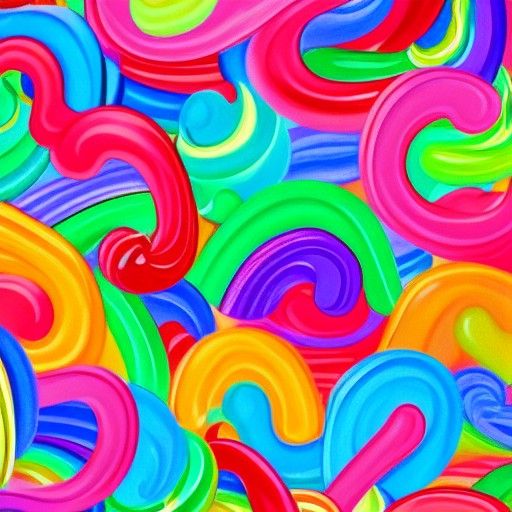 Vibrant Candyland Wonderland Gouache Painting