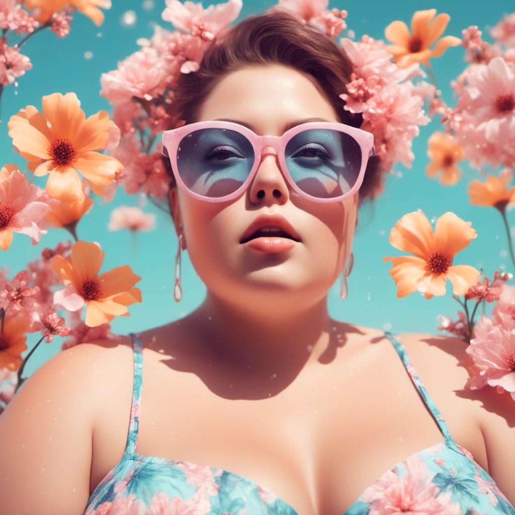 Plus Size Woman's Pastel Spring Break Photo