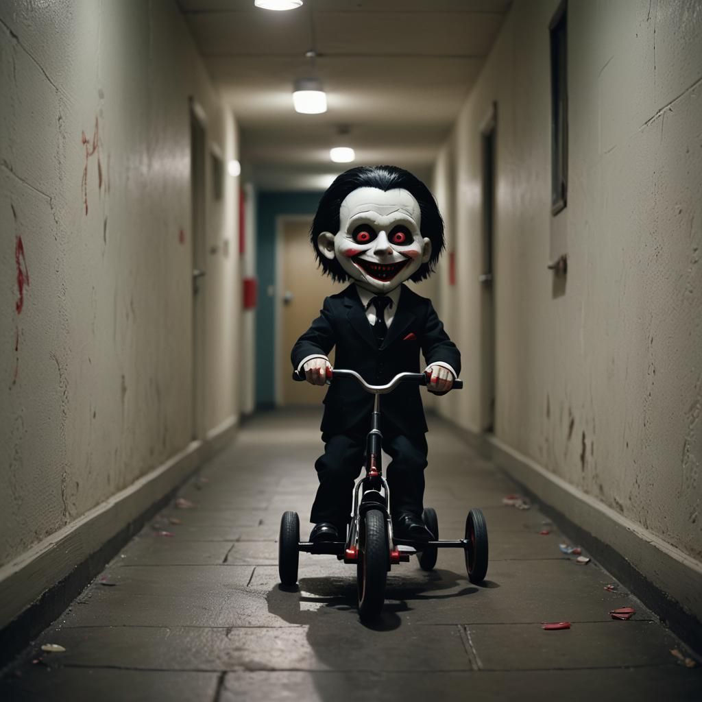 Creepy Chibi Billy the Puppet Rides a Tricycle