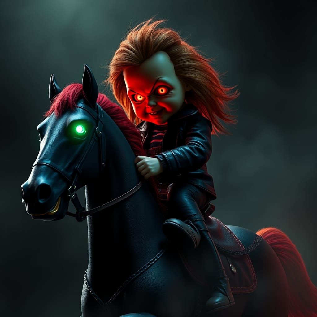 Chucky Rides a Horse in Cinematic Dark Art