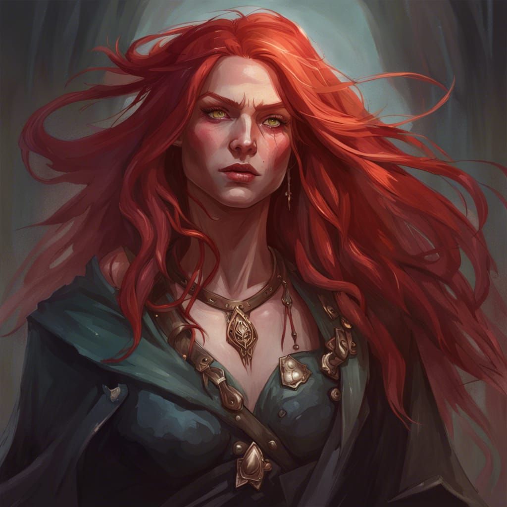 Red-Haired Necromancer Portrait in Unreal Engine 5