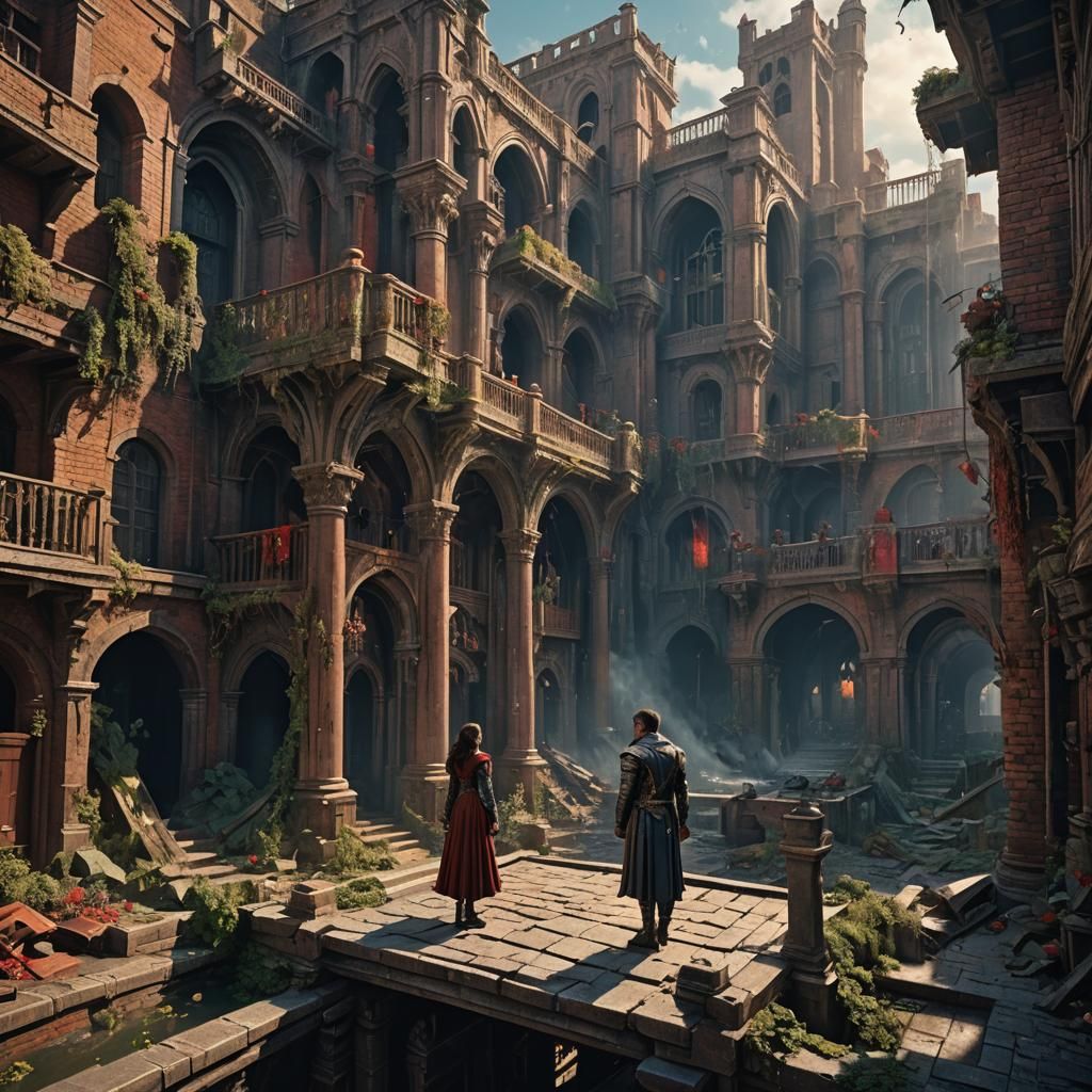 Android Romeo and Juliet: Dystopian Artstation Masterpiece
