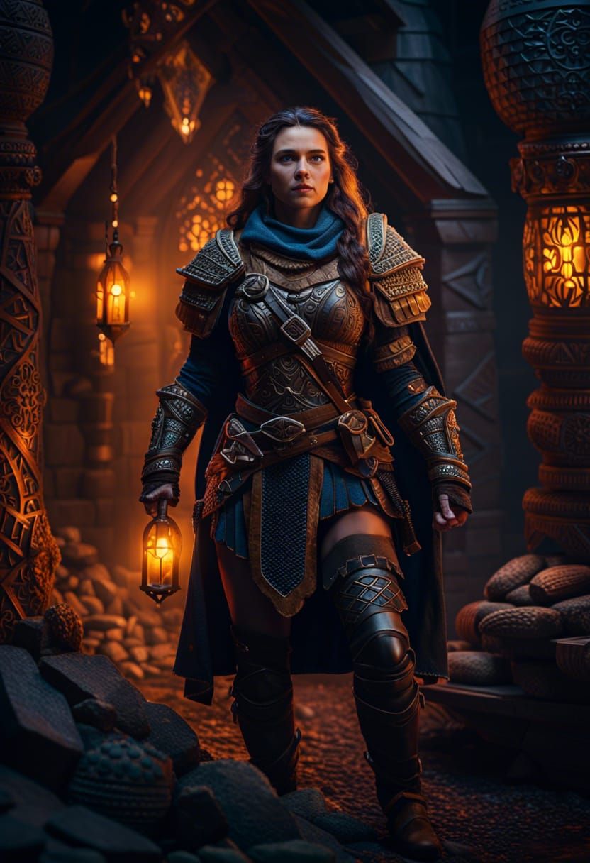 Fantasy Portrait of a Dwarven Traveller Woman