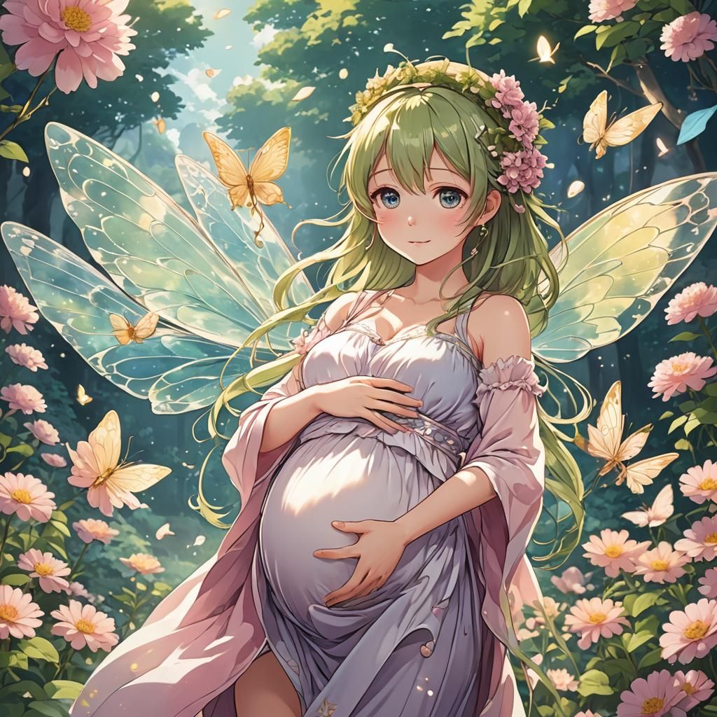 Pregnant Fairy in Anime Style