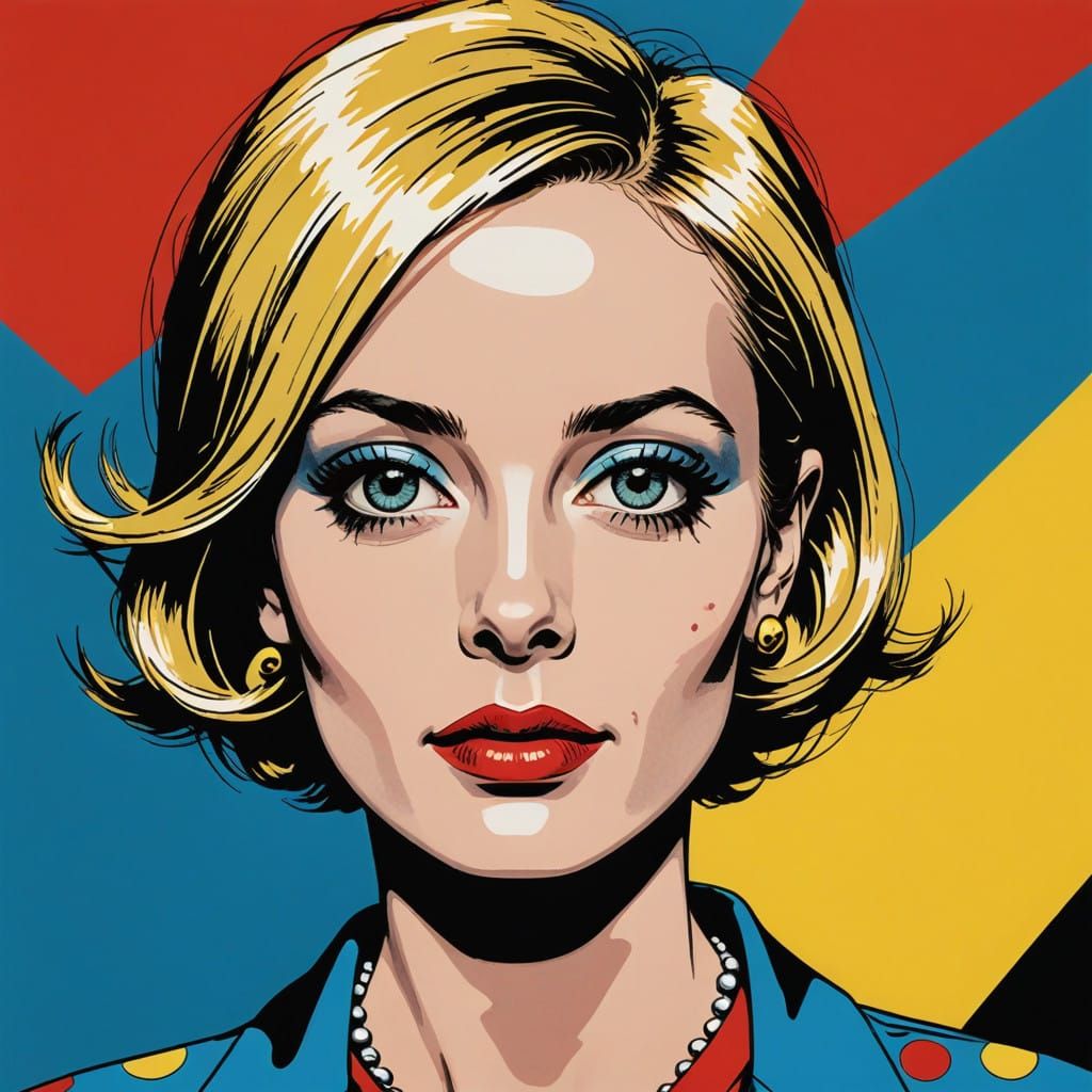 Sixties Pop Art Portrait in Bold, Graphic Style