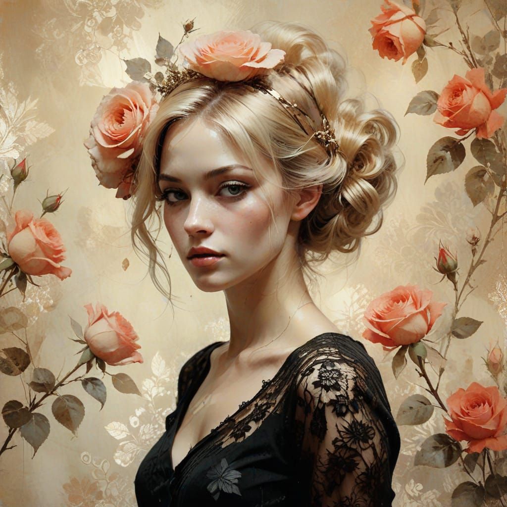 Vagabond Blonde Woman in Moody Glitch Art