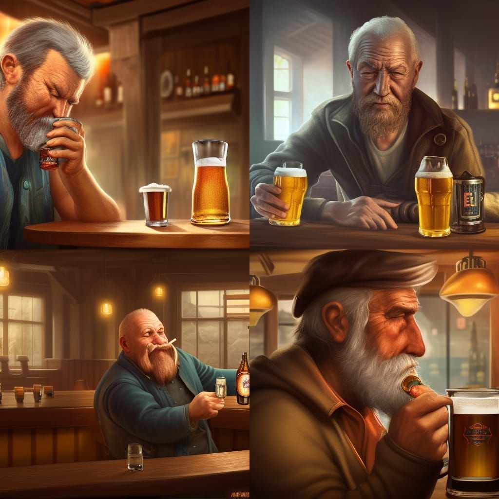 Sad Sailor in Pub: Detailed Matte Painting