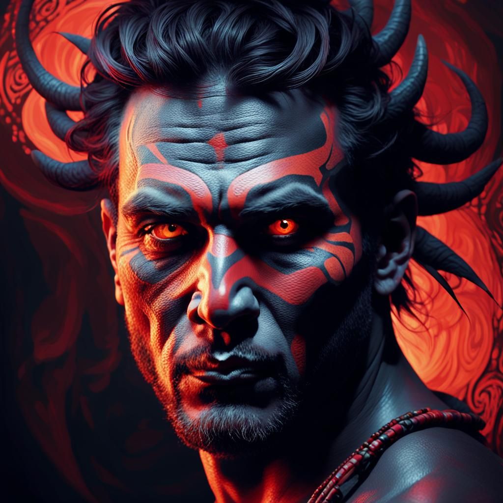 Mystical Tribal Warrior with Intricate Face Paint