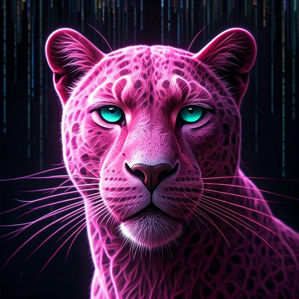 Electroluminescent Pink Panther in Digital Reality