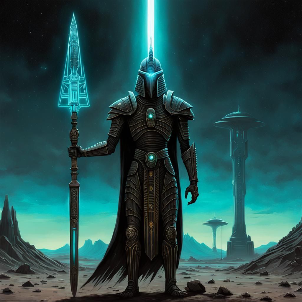 Osiris in Cosmic Armor: Ethereal Warrior of the Stars