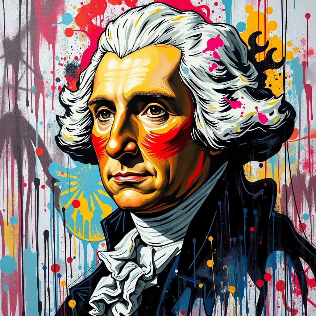 George Washington in Vibrant Graffiti Style