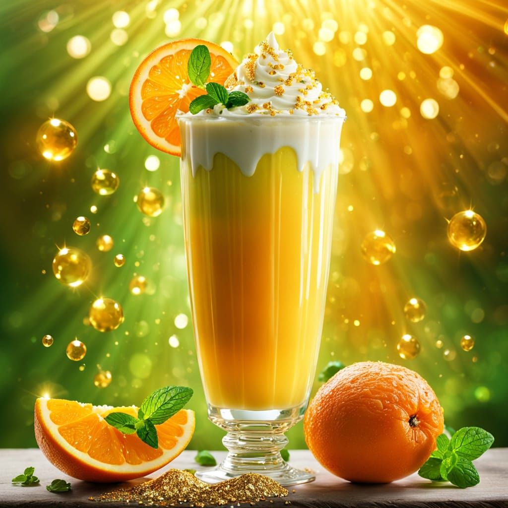 Orange Mint Smoothie with Gold and Emeralds