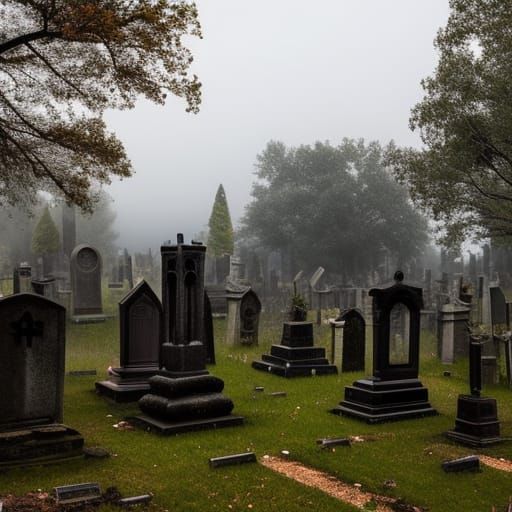Creepy Graveyard with Abandoned Graves in Dark Fantasy Style